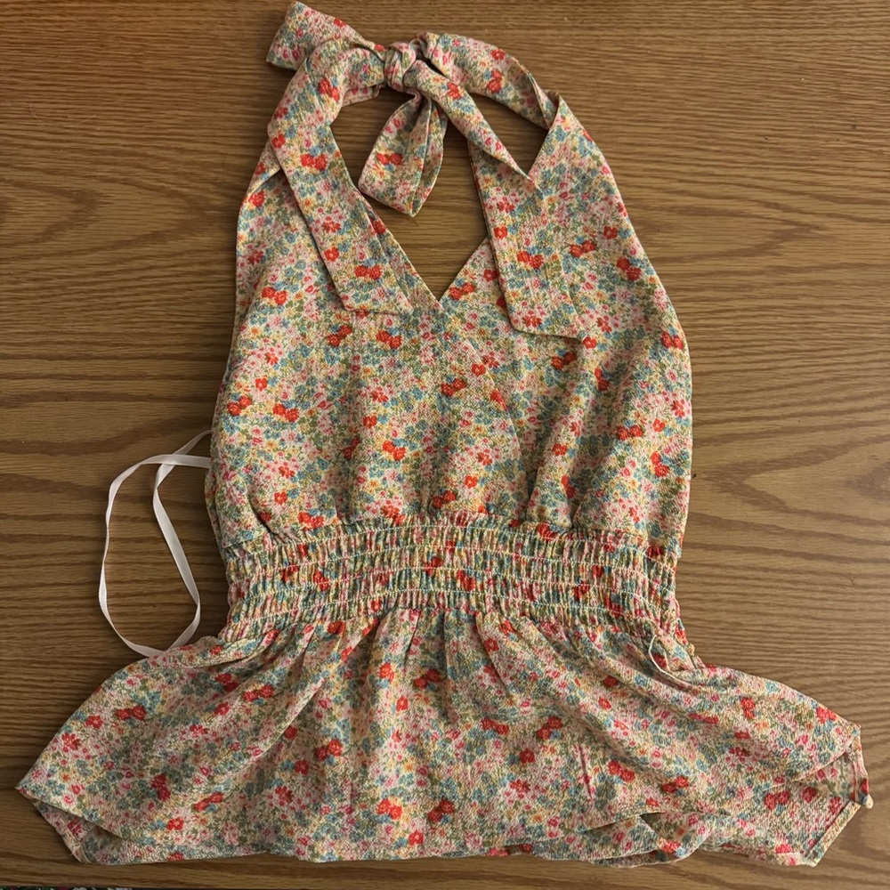 Halter Top with Red and Green Floral